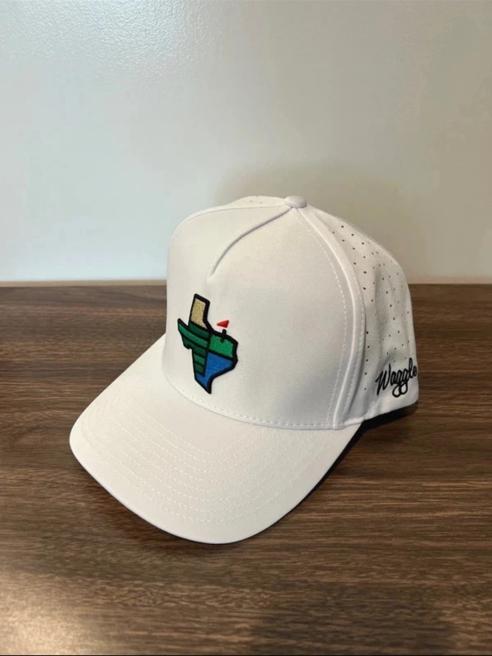 Waggle White Baseball Cap with Multicolor Texas Patch